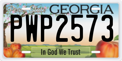 GA license plate PWP2573