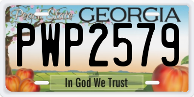 GA license plate PWP2579