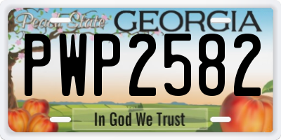 GA license plate PWP2582