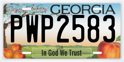 GA license plate PWP2583