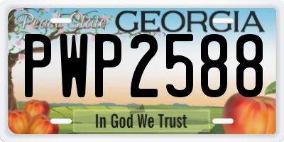 GA license plate PWP2588