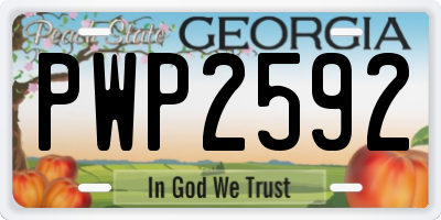 GA license plate PWP2592