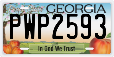 GA license plate PWP2593