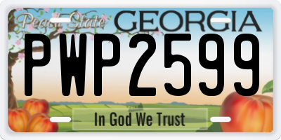 GA license plate PWP2599