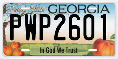 GA license plate PWP2601