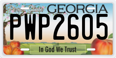 GA license plate PWP2605