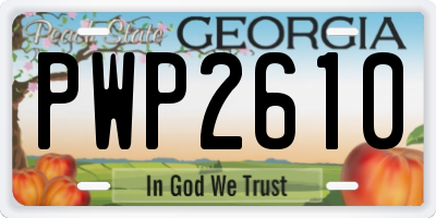 GA license plate PWP2610