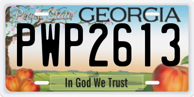GA license plate PWP2613