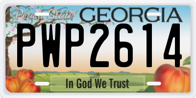 GA license plate PWP2614
