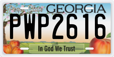 GA license plate PWP2616