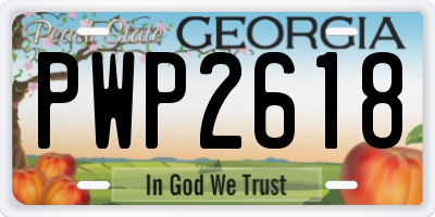 GA license plate PWP2618