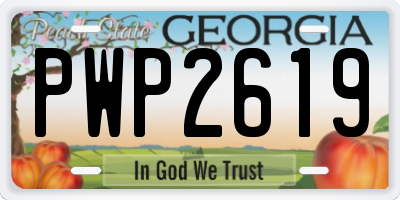 GA license plate PWP2619