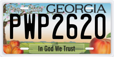 GA license plate PWP2620