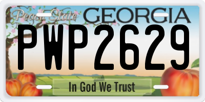 GA license plate PWP2629