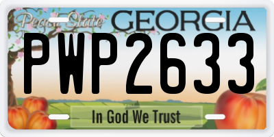 GA license plate PWP2633