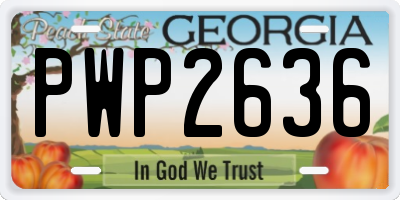 GA license plate PWP2636