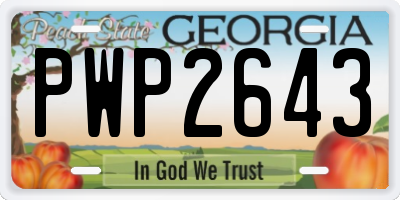 GA license plate PWP2643