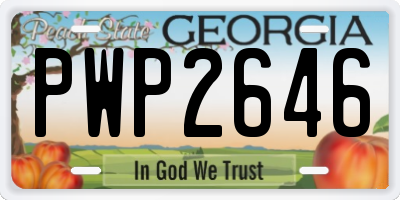GA license plate PWP2646