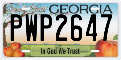 GA license plate PWP2647