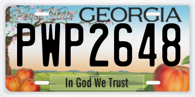 GA license plate PWP2648