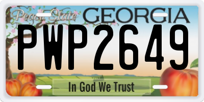 GA license plate PWP2649