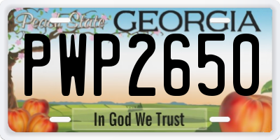 GA license plate PWP2650