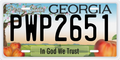 GA license plate PWP2651