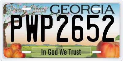 GA license plate PWP2652