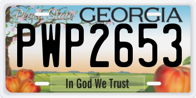 GA license plate PWP2653