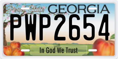 GA license plate PWP2654