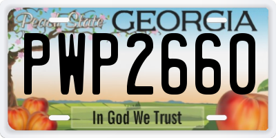 GA license plate PWP2660