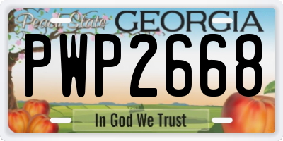 GA license plate PWP2668
