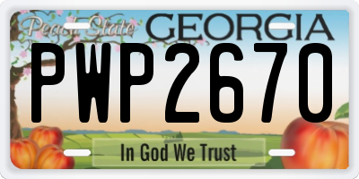 GA license plate PWP2670