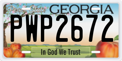 GA license plate PWP2672
