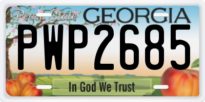 GA license plate PWP2685