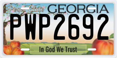 GA license plate PWP2692