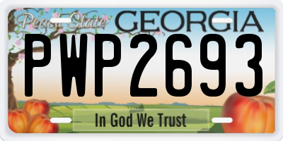 GA license plate PWP2693