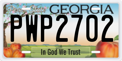 GA license plate PWP2702