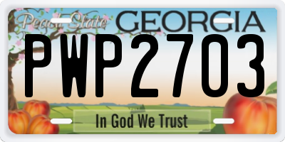 GA license plate PWP2703