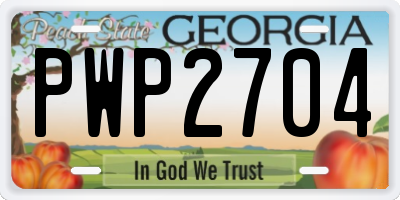 GA license plate PWP2704