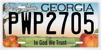 GA license plate PWP2705