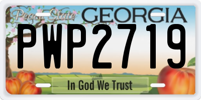 GA license plate PWP2719