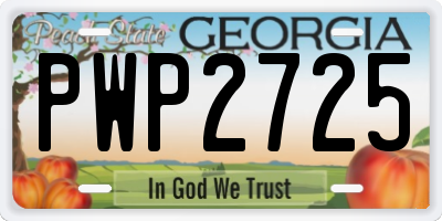 GA license plate PWP2725