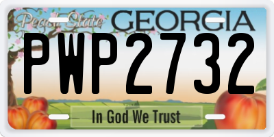 GA license plate PWP2732
