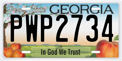 GA license plate PWP2734