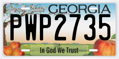 GA license plate PWP2735