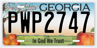 GA license plate PWP2747