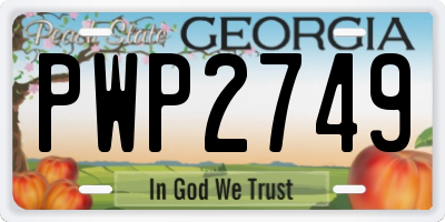 GA license plate PWP2749
