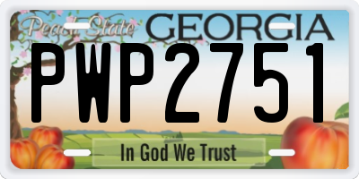 GA license plate PWP2751