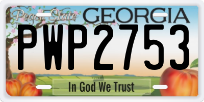 GA license plate PWP2753